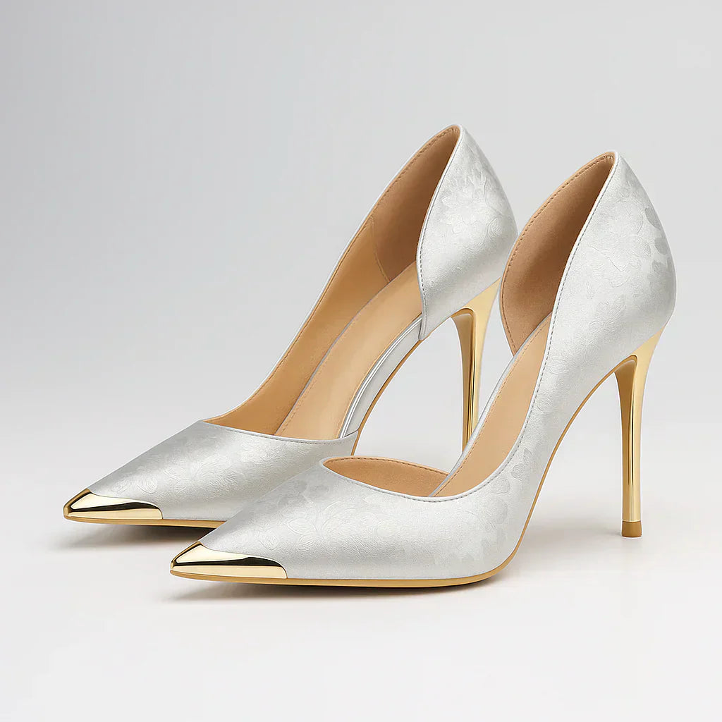 Tacones mujer de satén con punta estilo elegante