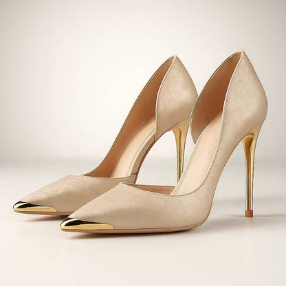 Tacones mujer de satén con punta estilo elegante