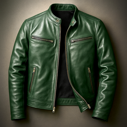 Chaqueta Hombre de Cuero Retro Ajuste Clasico