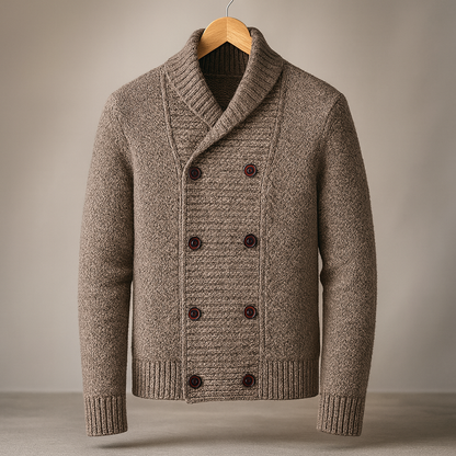 Chaqueta de punto hombre cuello chal estilo sastrería clásica