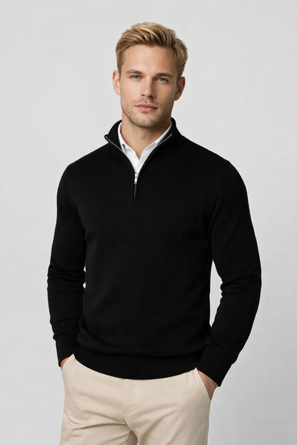 Jersey hombre con media cremallera y cuello alto