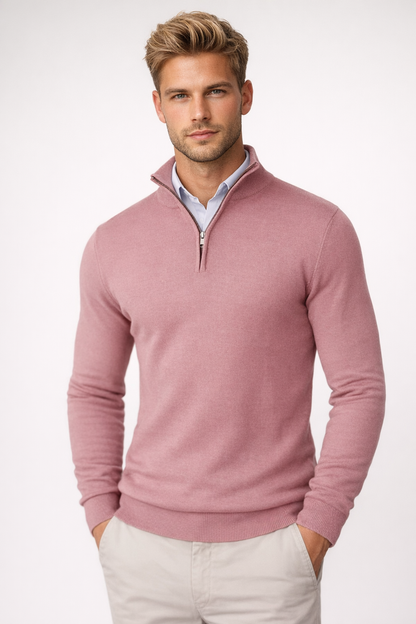Jersey hombre con media cremallera y cuello alto