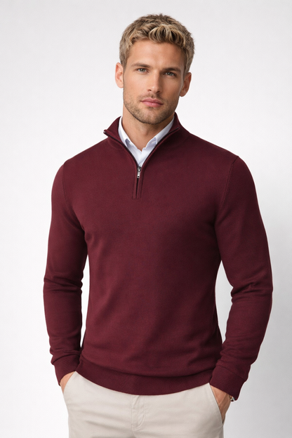 Jersey hombre con media cremallera y cuello alto