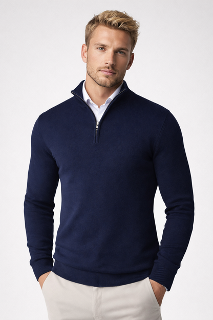 Jersey hombre con media cremallera y cuello alto