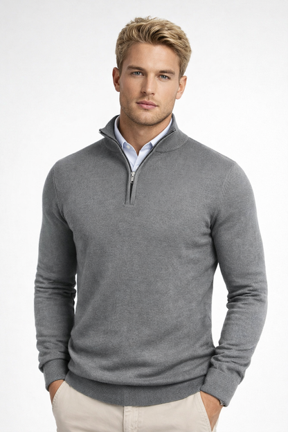 Jersey hombre con media cremallera y cuello alto