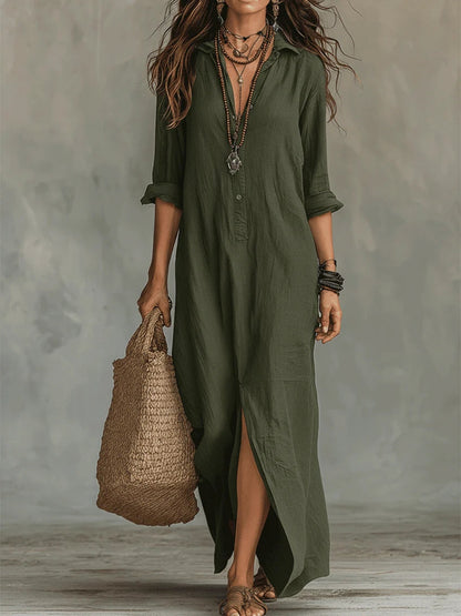 Vestido largo mujer fluido botones camisero ligero atemporal