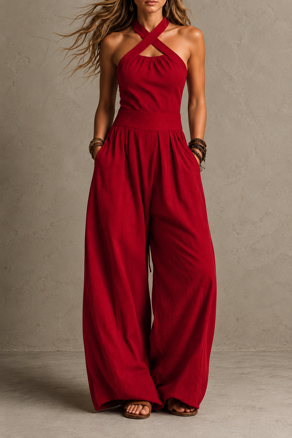 Mono Mujer Escote Cruzado Ajuste Elegante