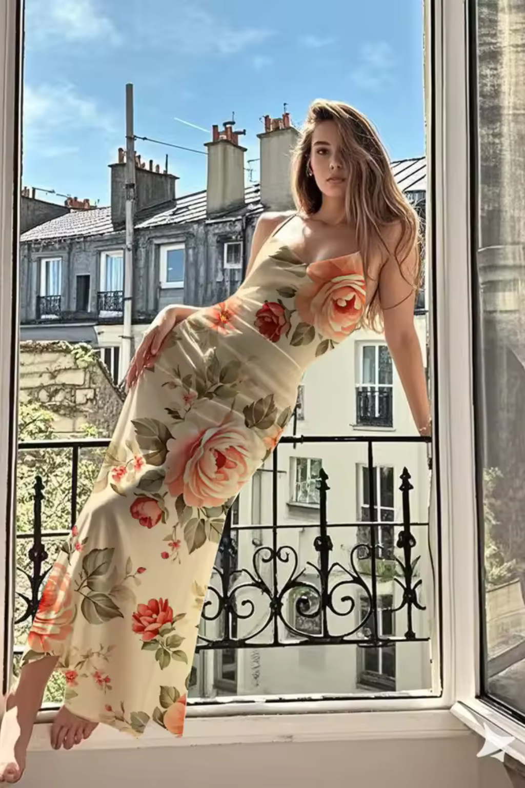 Vestido maxi mujer con tirantes finos y estampado floral