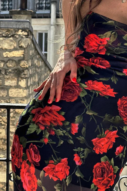 Vestido maxi mujer con tirantes finos y estampado floral
