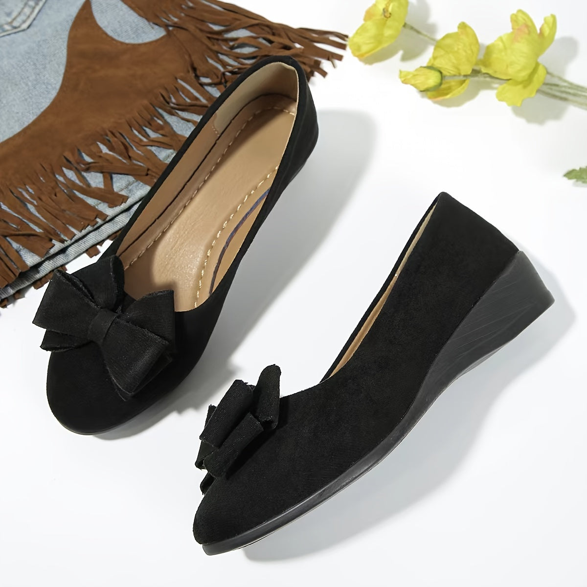 Zapatos planos mujer ortopédicos con lazo plantilla ergonómica