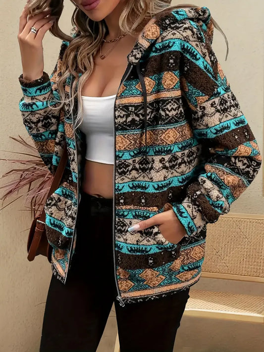 Chaqueta Mujer de Felpa con Capucha Casual - Mavetta