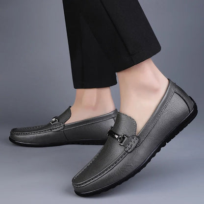 Mocasines Hombre de Cuero Genuino Estilo Conducción Suela Goma Slip-On