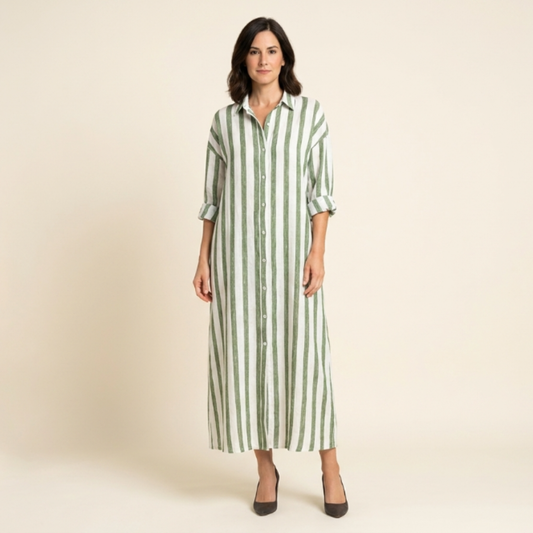 Vestido camisero mujer de rayas largo - Mavetta