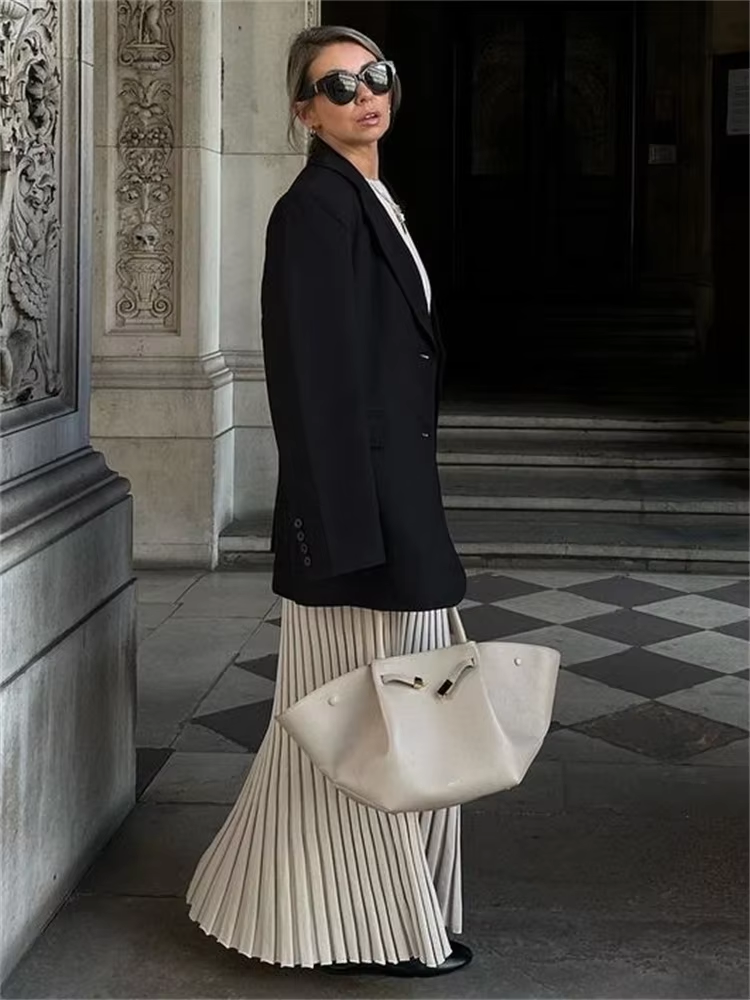 Vestido largo mujer de plumeti tejido elástico ajustado plisado