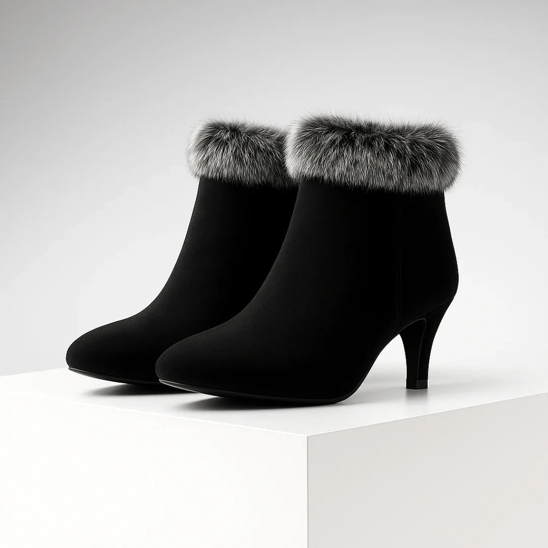 Botines Mujer Tacón Forro Cálido Estilo Elegante Invierno
