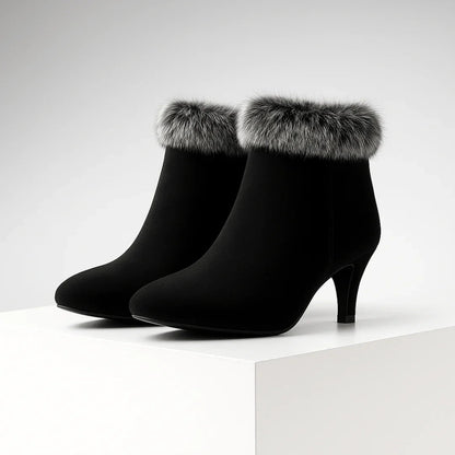 Botines Mujer Tacón Forro Cálido Estilo Elegante Invierno