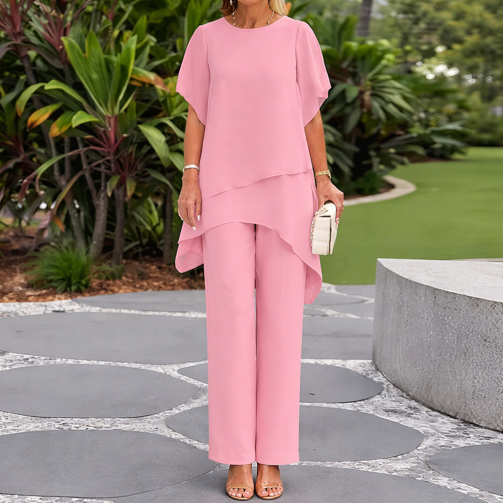 Conjunto Mujer Asimétrico y Pantalón Ancho