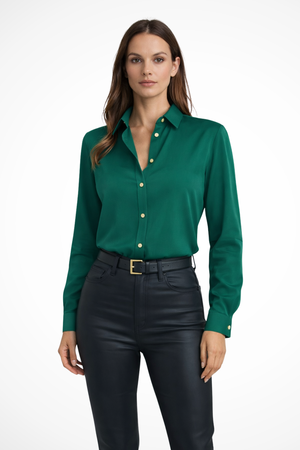Blusa mujer manga larga escote en V corte relajado