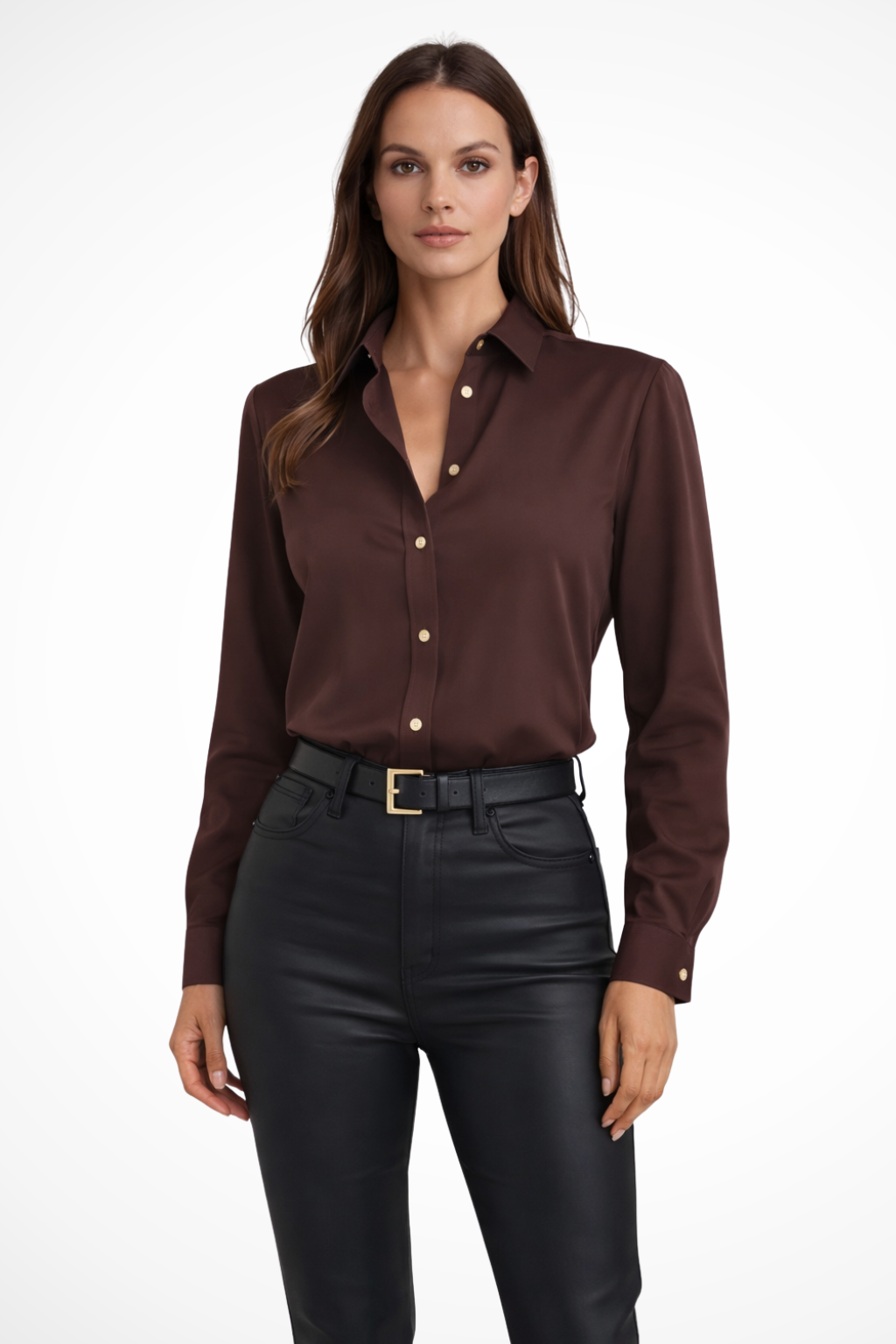 Blusa mujer manga larga escote en V corte relajado