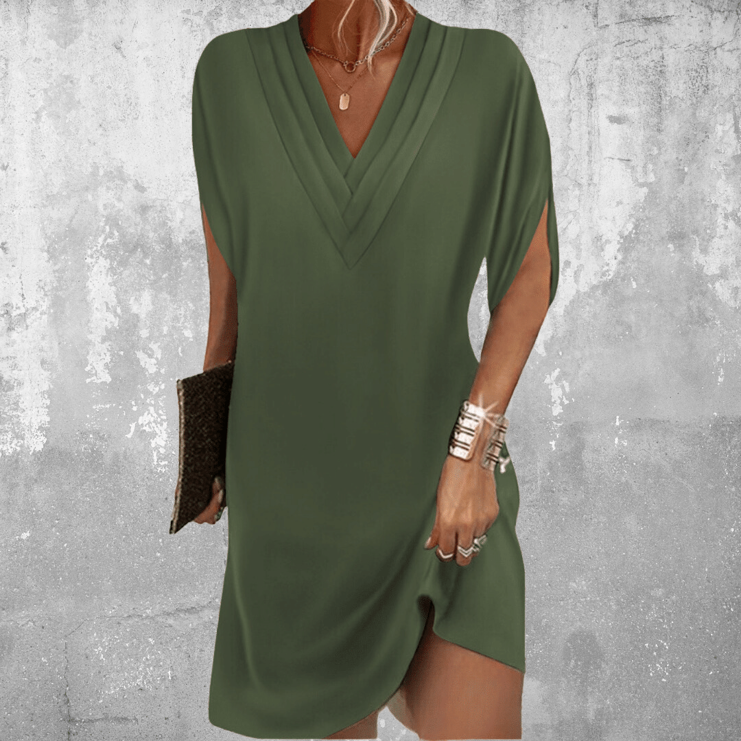 Vestido Mujer con Escote en V y Diseño Estilizado - Mavetta