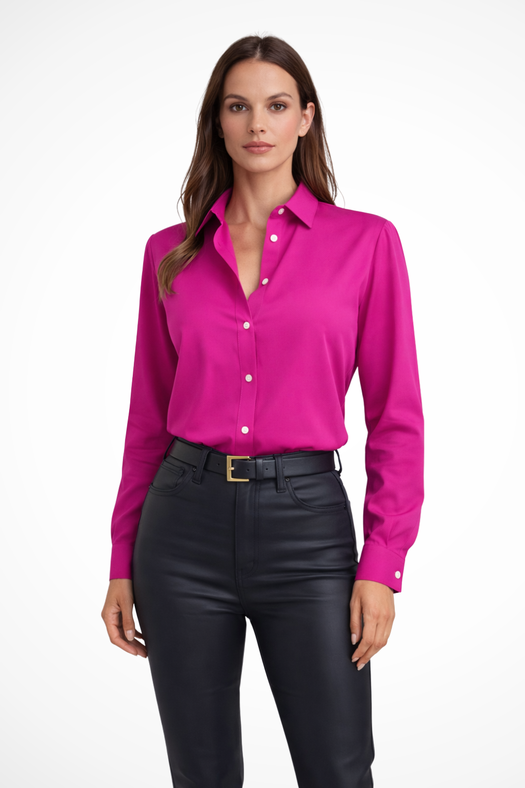 Blusa mujer manga larga escote en V corte relajado