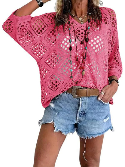 Jersey Mujer de Punto Calado Estilo Relajado