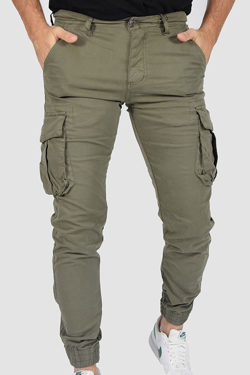 Pantalones Cargo Hombre con Bolsillos y Puño Elasticado - Mavetta