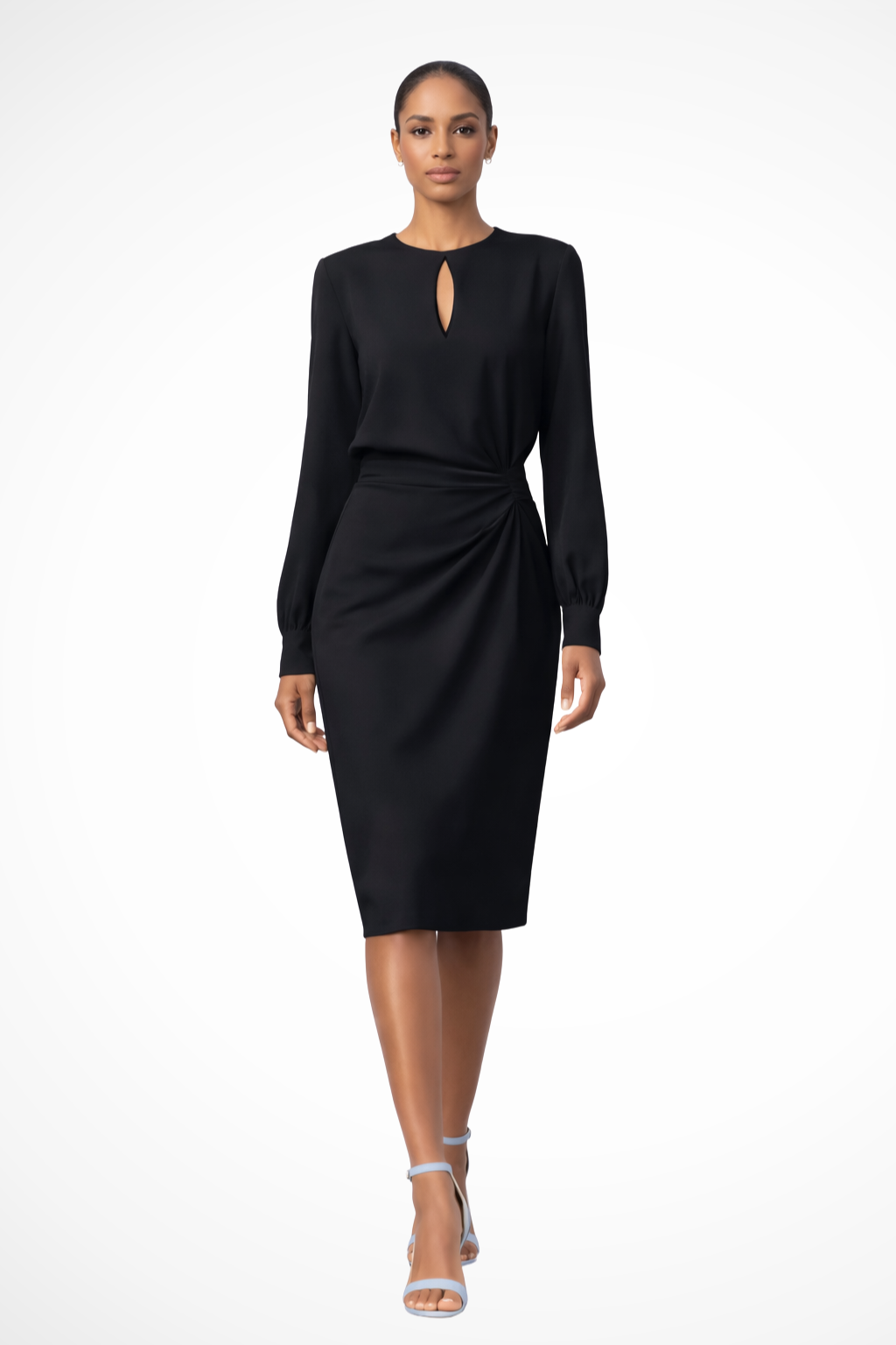 Vestido midi mujer manga larga formal - Mavetta