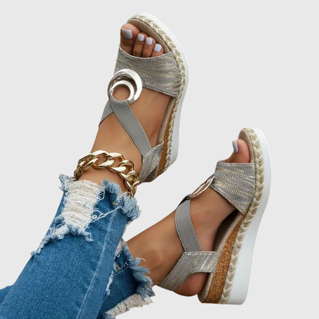 Sandalias Mujer con Cuña y Correa Ajustable