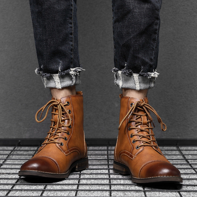 Botas Hombre Cuero Casual con Cordones Botines Urbanos Cómodos