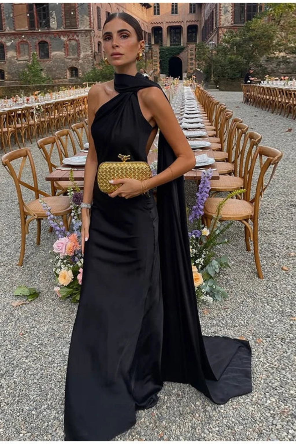 Vestido maxi mujer de tejido fluido sin mangas halter