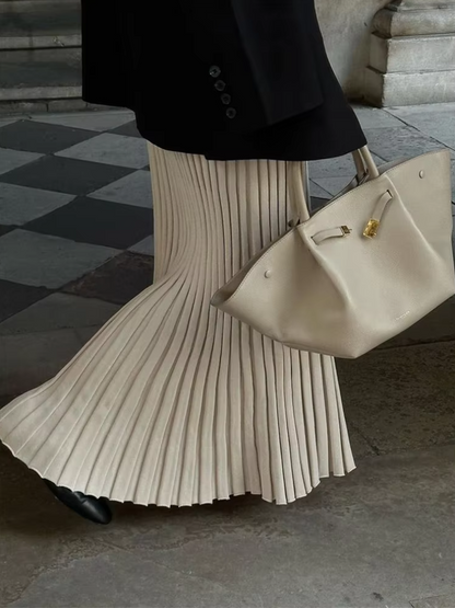 Vestido largo mujer de plumeti tejido elástico ajustado plisado