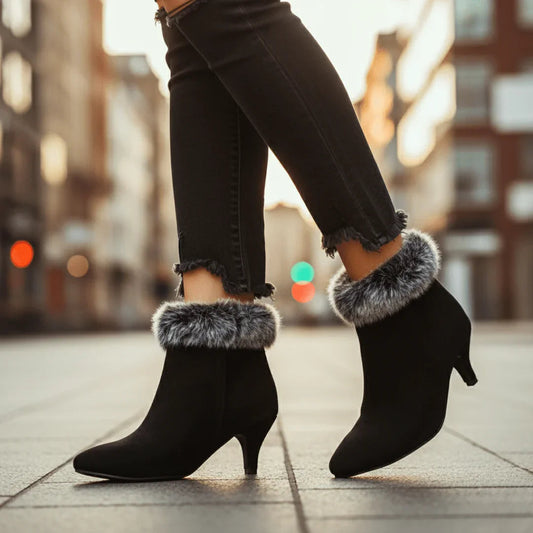 Botines Mujer Tacón Forro Cálido Estilo Elegante Invierno - Mavetta