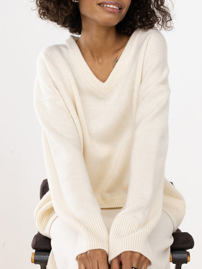 Jersey mujer de punto suave con cuello en v