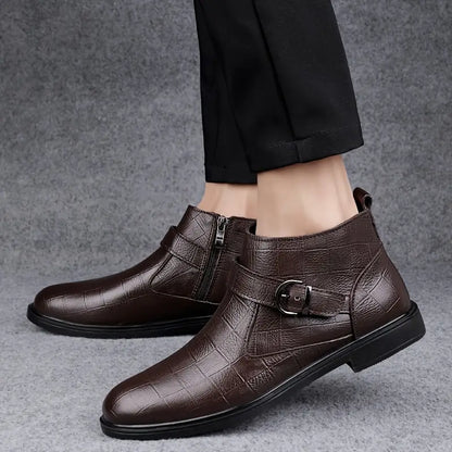 Botines hombre de cuero con cremallera estilo casual cómodos - Mavetta