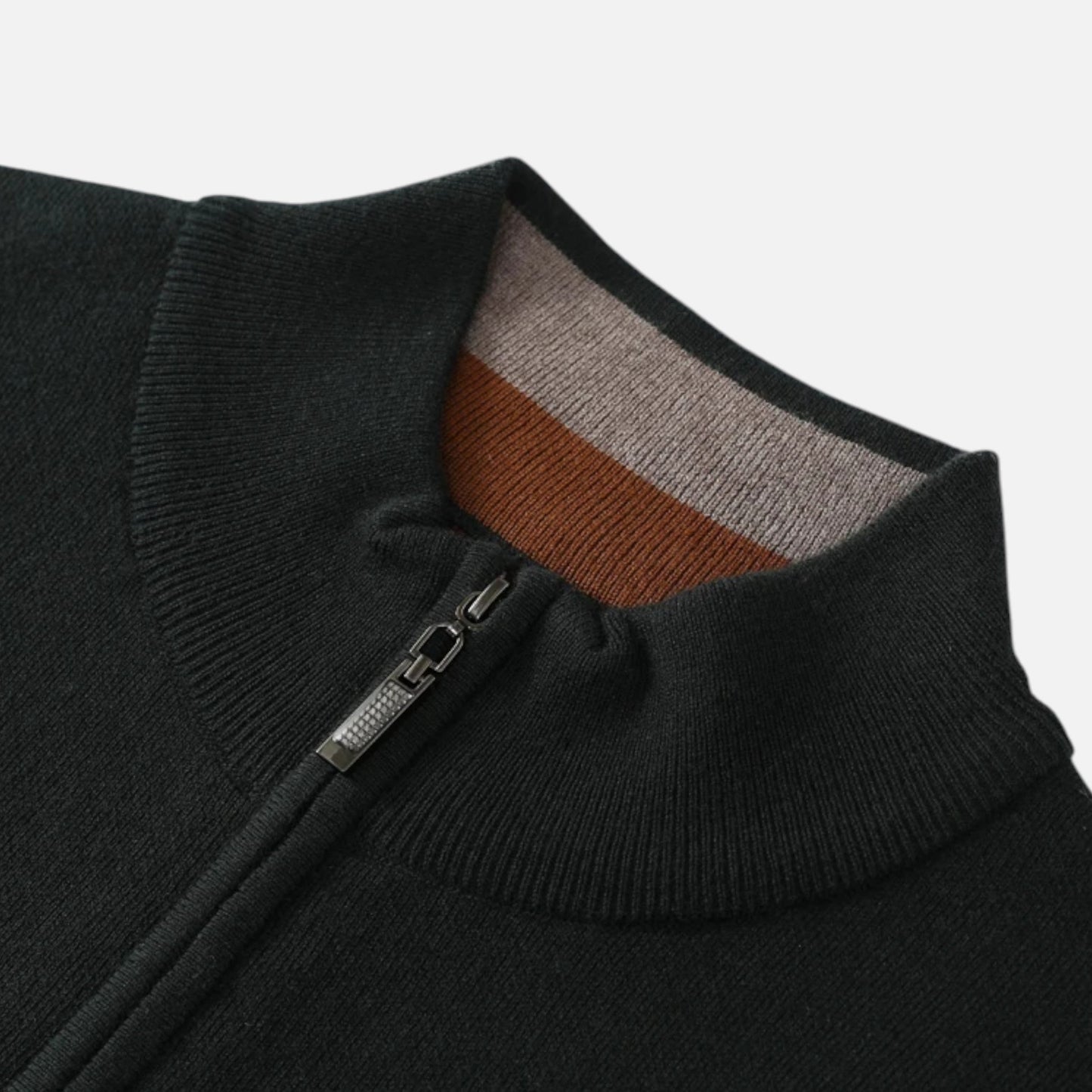 Suéter Hombre Lana Merino Media Cremallera Cuello Semi Alto