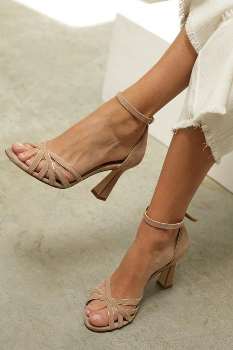 Zapatos de tacón mujer Peep Toe Patchwork elegante - Mavetta