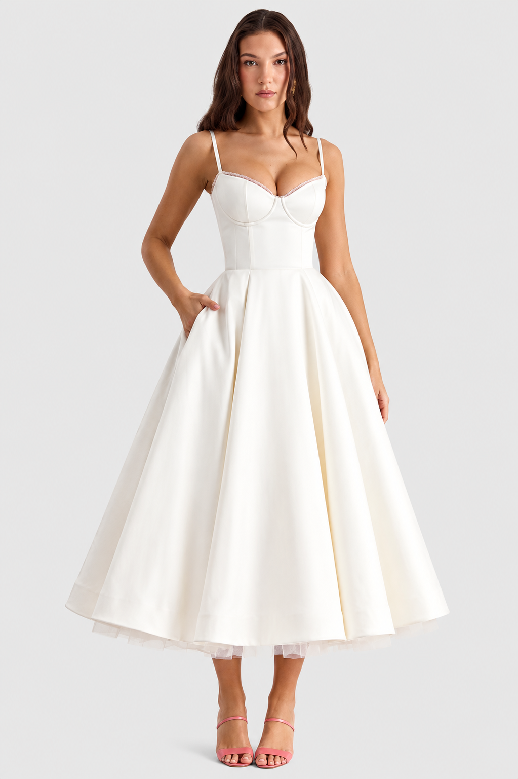 Vestido Midi Mujer de Satén Suave Ajuste Elegante