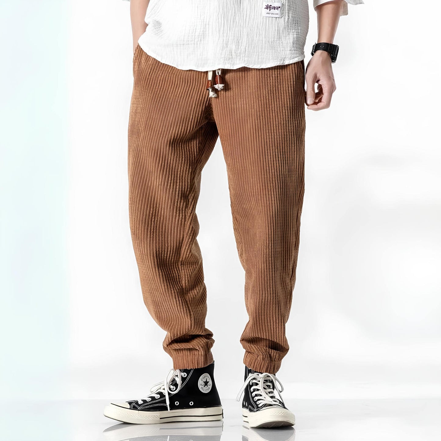 Pantalones Hombre de Pana Textura Acanalada Ajuste Cómodo