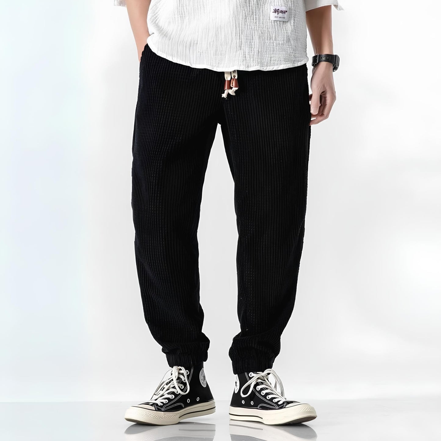 Pantalones Hombre de Pana Textura Acanalada Ajuste Cómodo