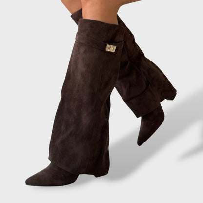 Botas Altas Mujer de Ante Clásicas Elegantes