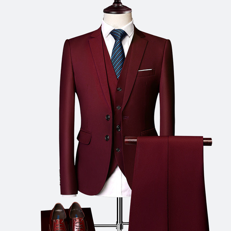 Traje Hombre Tres Piezas Clásico Ajuste Regular