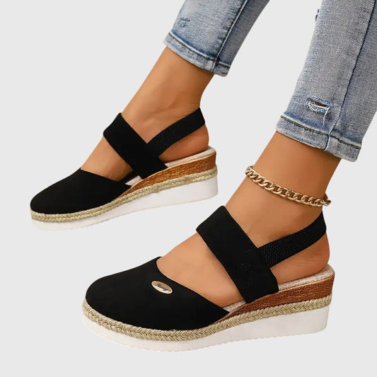 Sandalias Mujer Ortopédicas Cuña Esparto Correas Elásticas - Mavetta