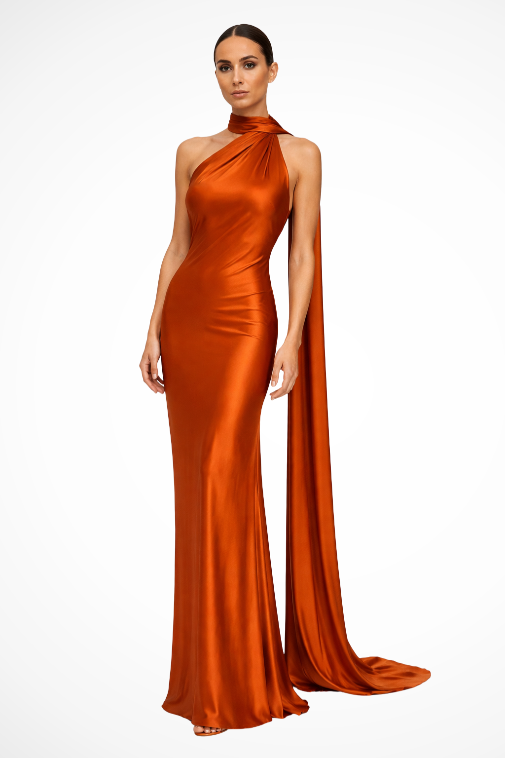 Vestido maxi mujer de tejido fluido sin mangas halter