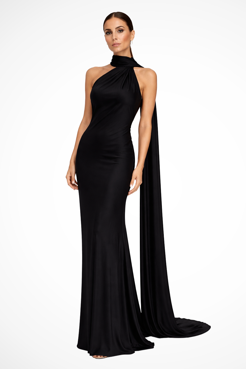 Vestido maxi mujer de tejido fluido sin mangas halter - Mavetta