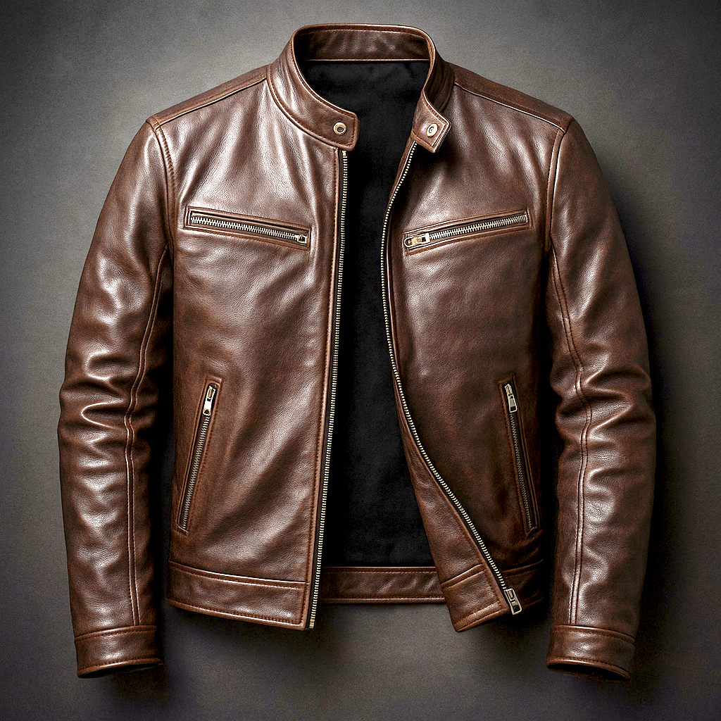 Chaqueta Hombre de Cuero Retro Ajuste Clasico - Mavetta