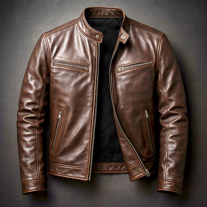 Chaqueta Hombre de Cuero Retro Ajuste Clasico - Mavetta