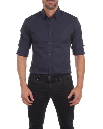Camisa Hombre Manga Larga Cremallera Cuello Clásico
