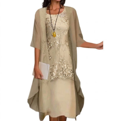 Conjunto mujer vestido y chaqueta elegante