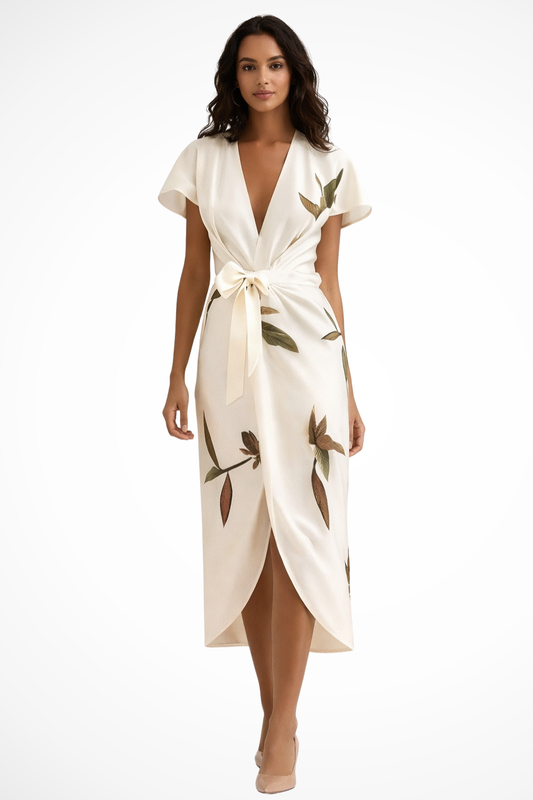Vestido midi mujer cruzado verano elegante - Mavetta